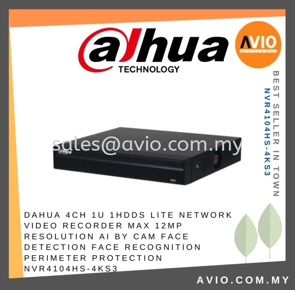 DAHUA 4CH 1U 1HDDs LITE NETWORK VIDEO RECORDER Max 12MP Resolution AI By Cam Face detection face recognition perimeter protection NVR4104HS-4KS3 DAHUA Johor Bahru (JB), Kempas, Johor Jaya Supplier, Suppliers, Supply, Supplies | Avio Digital