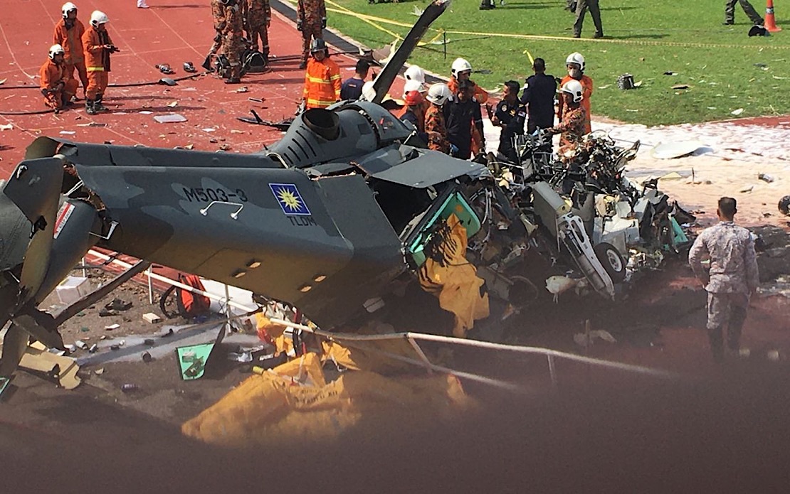 Ten killed after military helicopters collide mid-air during navy parade rehearsal In Malaysia