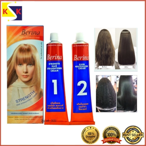 Berina Hair Straightener & Hair Strength Cream / Krim Pelurus Rambut Berina