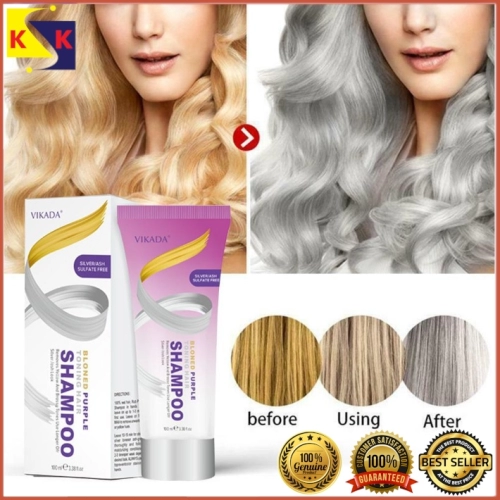 VIKADA 100ml Blonde Purple Hair Shampoo Remove Yellow & Brassy Tones for Silver Ash