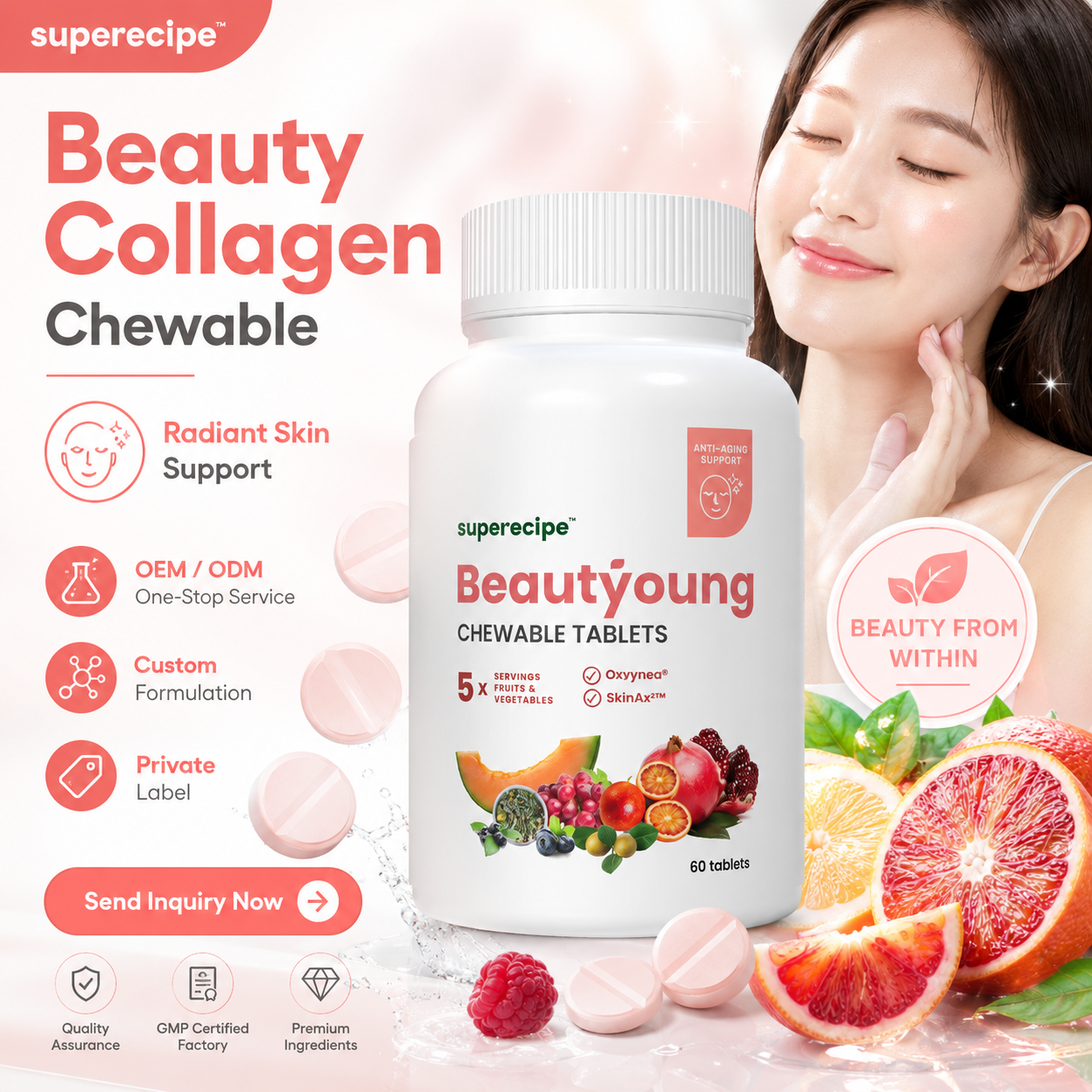 Private Label Collagen Brightening Tablets for Beauty and Wellness Supplement Brands