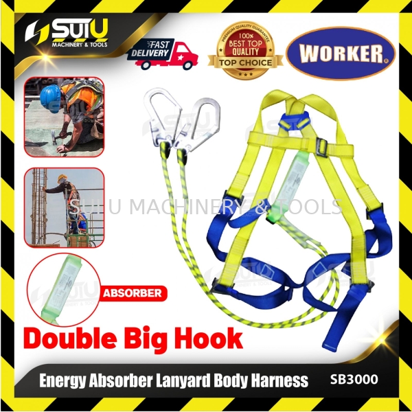 WORKER SB3000 Twin Hook Energy Absorber Lanyard Body Harness Harness Safety & Security Kuala Lumpur (KL), Malaysia, Selangor, Setapak Supplier, Suppliers, Supply, Supplies | Sui U Machinery & Tools (M) Sdn Bhd