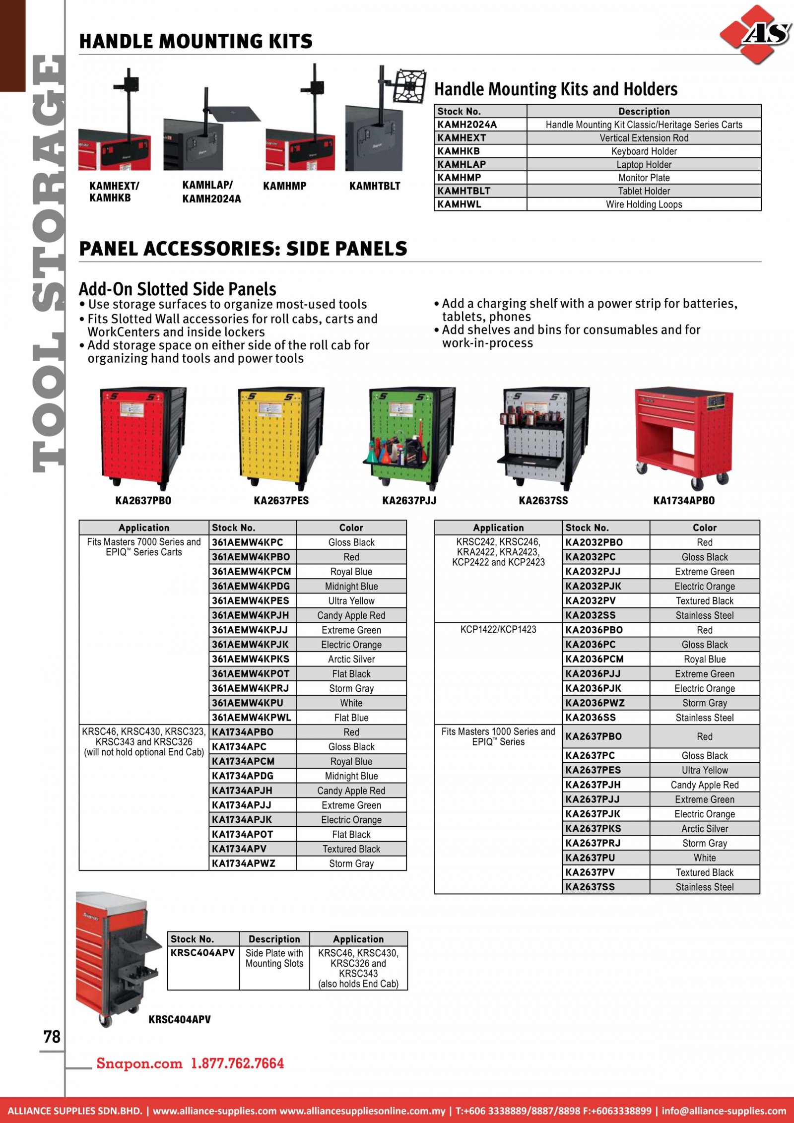 SNAP-ON Accessories: Handle Mounting Kits / Panel Accessories