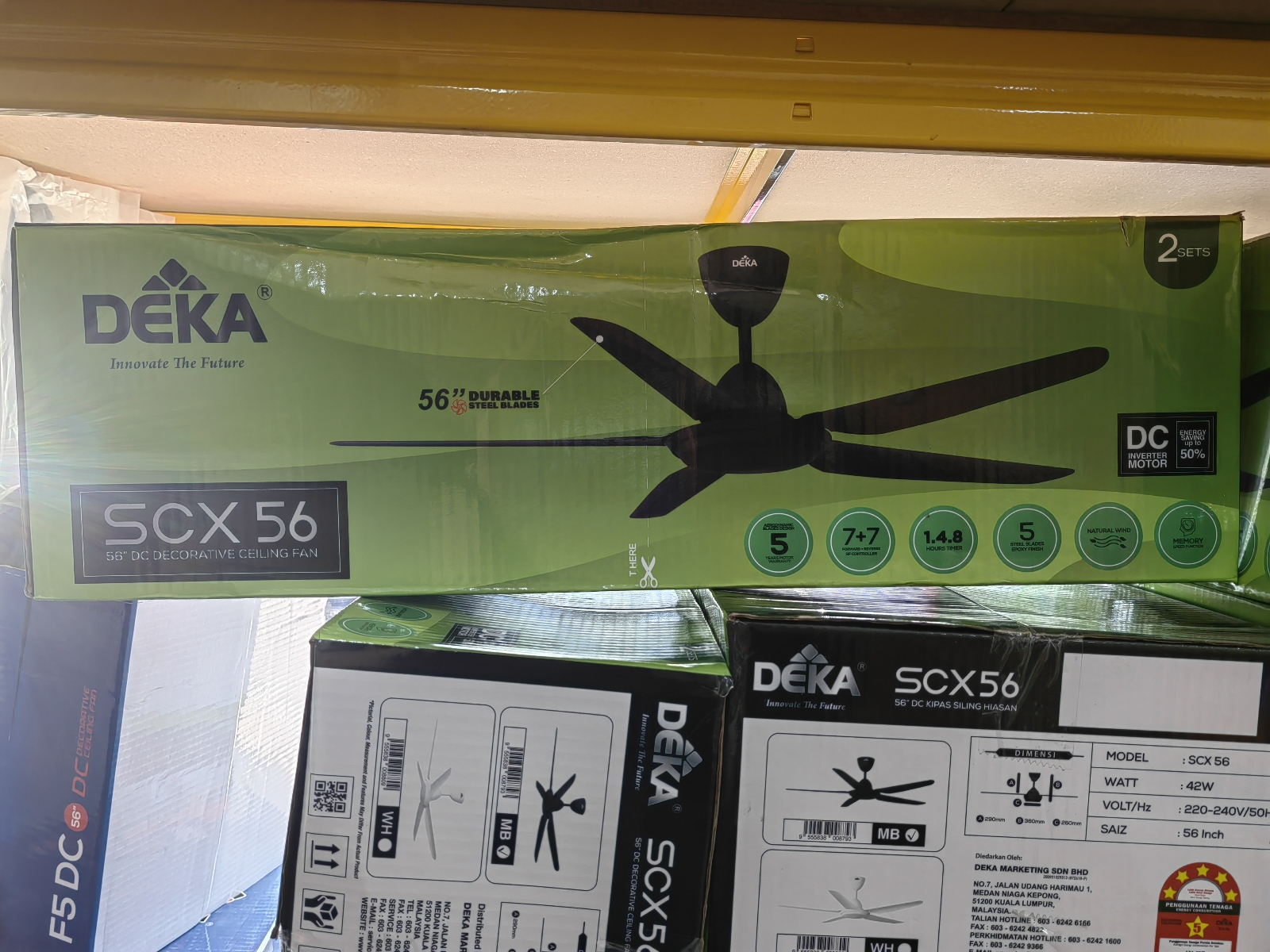 DEKA CEILING FAN 56 INCH 7 SPEED FORWARD 7 SPEED REVERSE (DC MOTOR) 