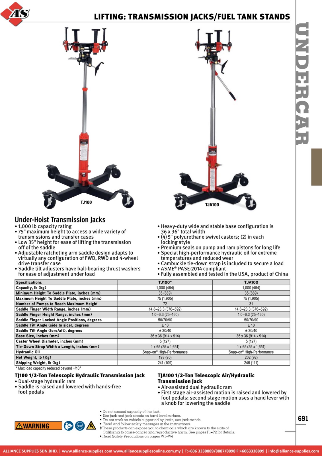 SNAP-ON Lifting: Transmission Jacks/Fuel Tank Stands SNAP-ON