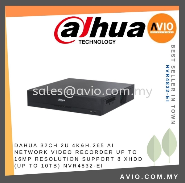 DAHUA 32CH 2U 4K&H.265 AI NETWORK VIDEO RECORDER Up to 16MP Resolution Support 8 xHDD (up to 10TB) NVR4832-EI DAHUA Johor Bahru (JB), Kempas, Johor Jaya Supplier, Suppliers, Supply, Supplies | Avio Digital
