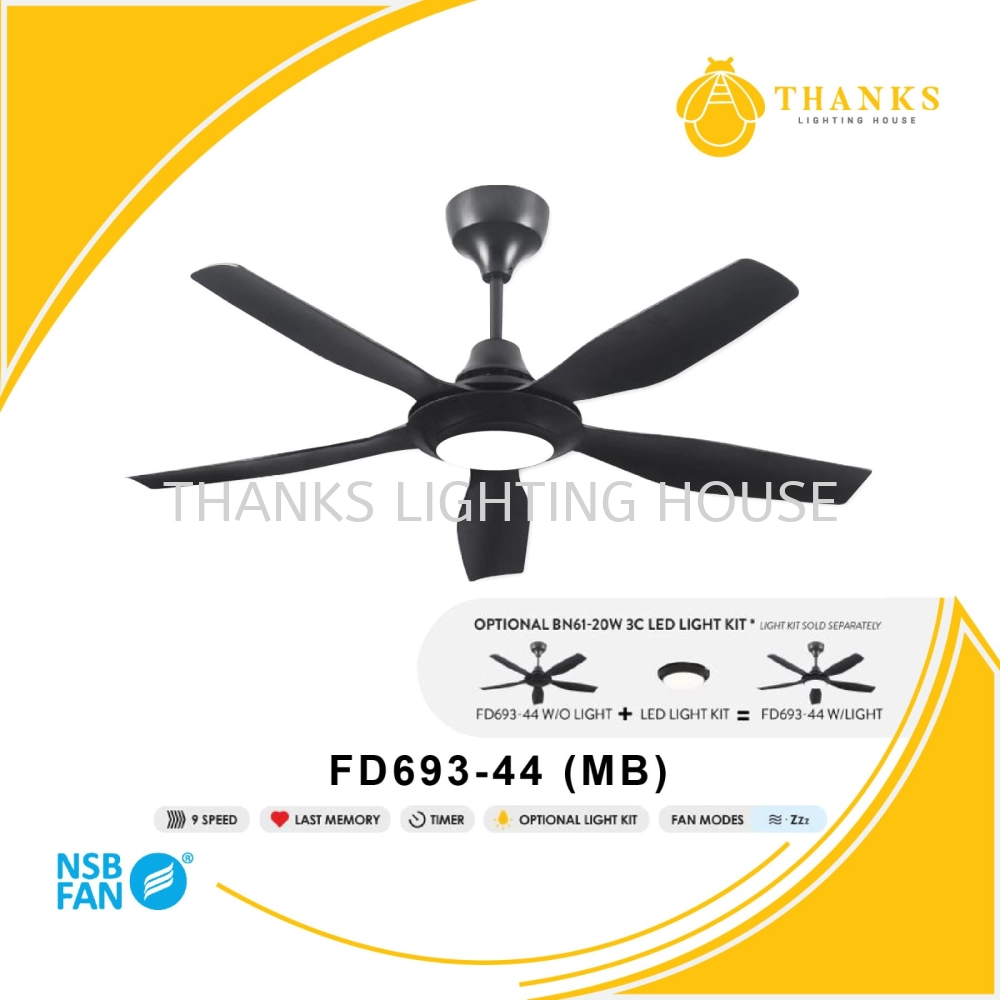 NSB FD693-44 (MB)-WITH LIGHT CEILING FAN