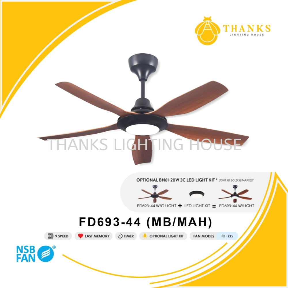 NSB FD693-44 (MB/MAH)-WITH LIGHT CEILING FAN