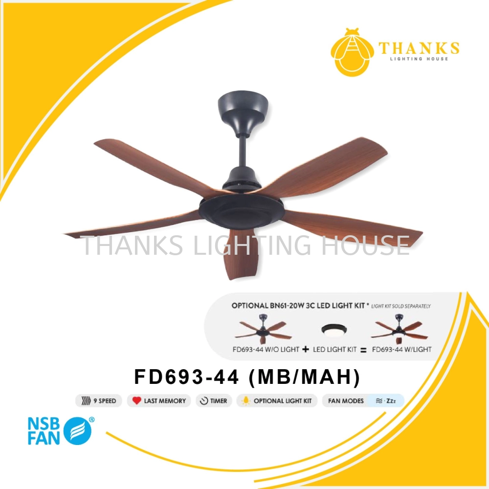 NSB FD693-44 (MB/MAH)-WITHOUT LIGHT CEILING FAN