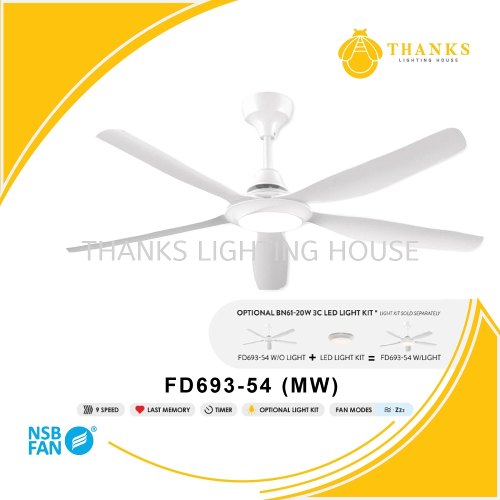 NSB FD693-54 (MW)-WITH LIGHT CEILING FAN