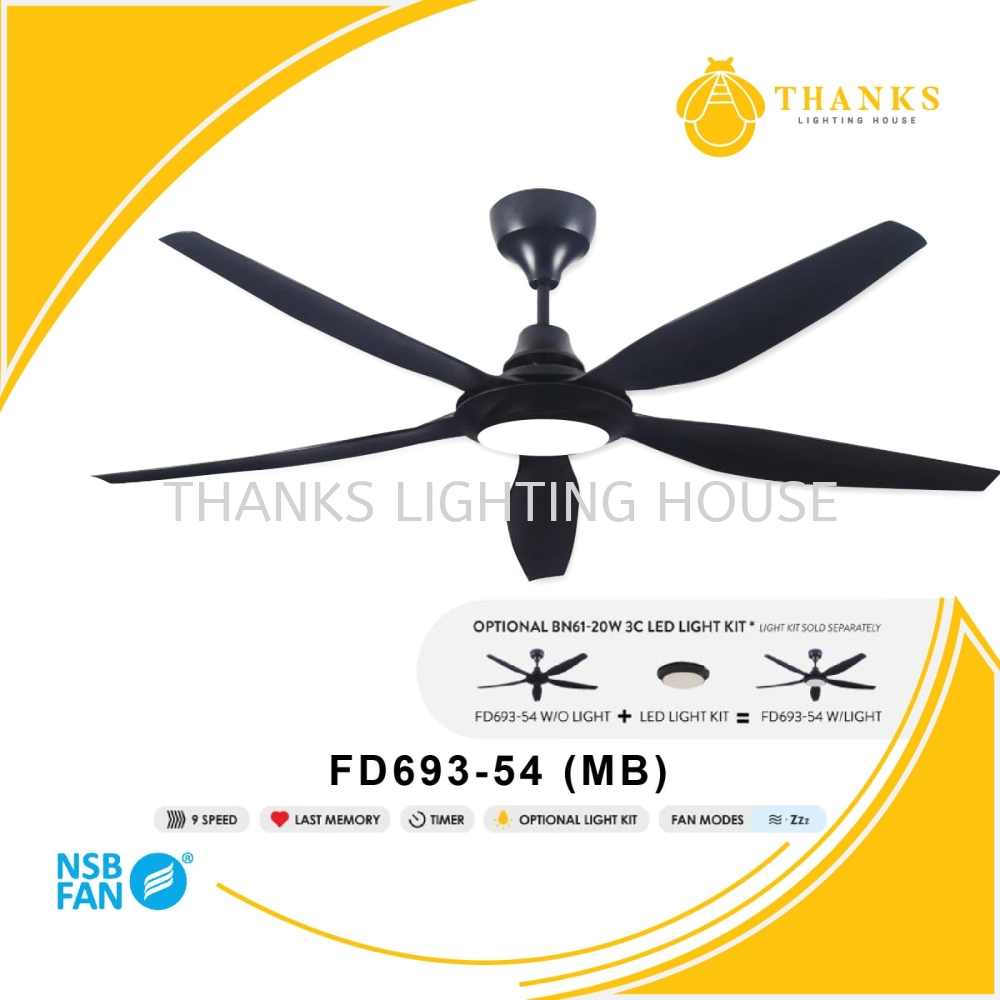 NSB FD693-54 (MB)-WITH LIGHT CEILING FAN
