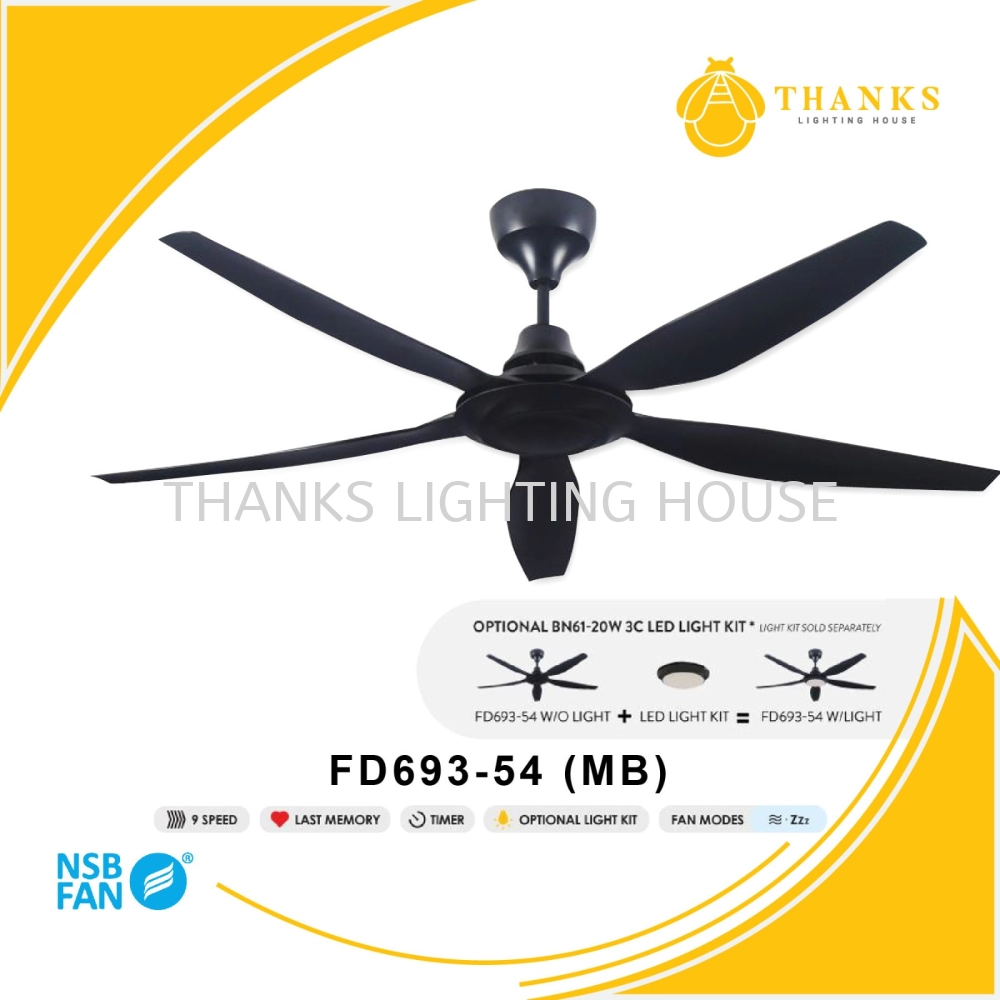 NSB FD693-54 (MB)-WITHOUT LIGHT CEILING FAN