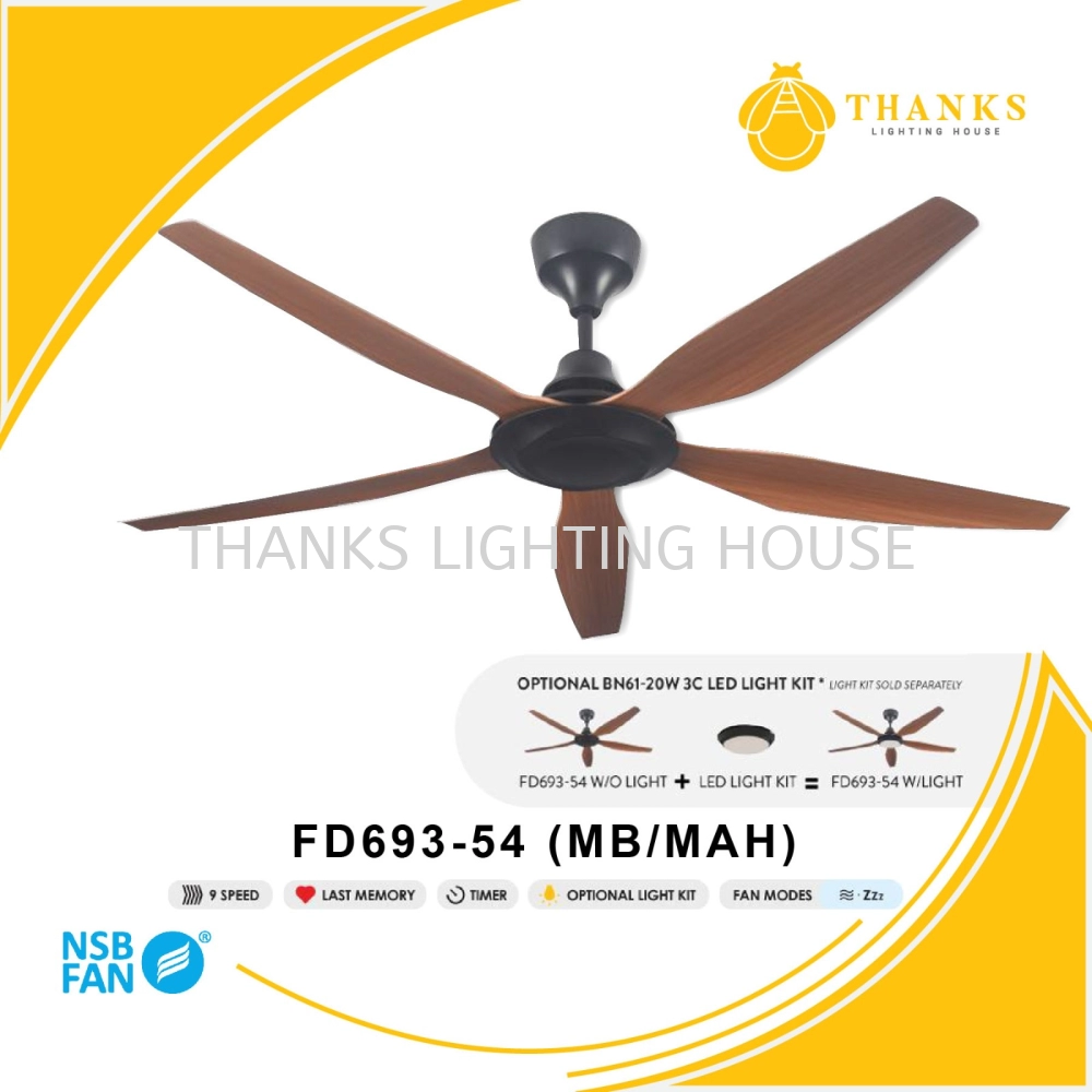 NSB FD693-54 (MB/MAH)-WITHOUT LIGHT CEILING FAN