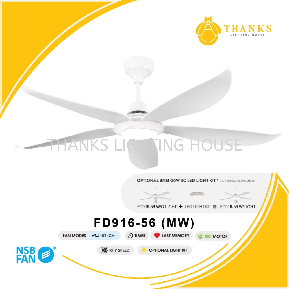 NSB FD916-56 (MW)-WITH LIGHT CEILING FAN