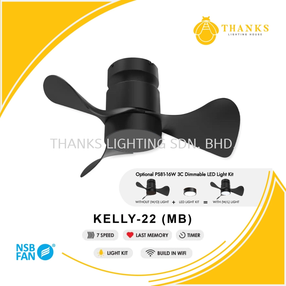 NSB KELLY 22 (MB)-WITHOUT LIGHT CEILING BABY FAN