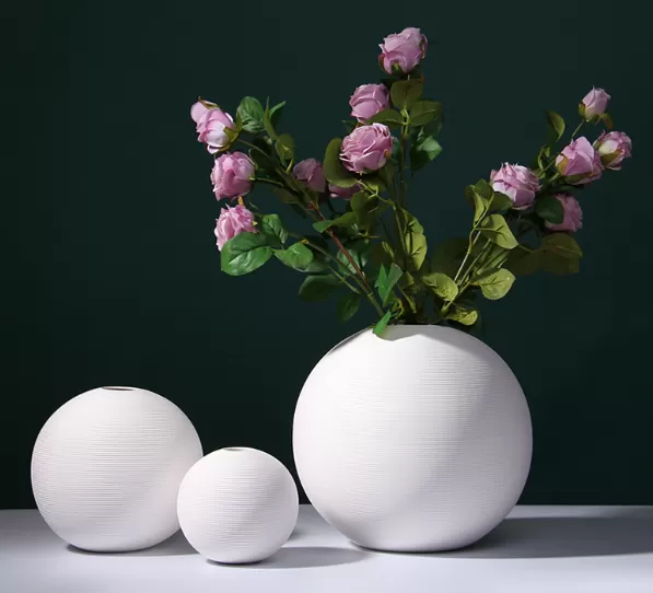Cement Pot Nordic simple vase size round spherical white ceramic ornament model room clothing store creative decoration wholesale