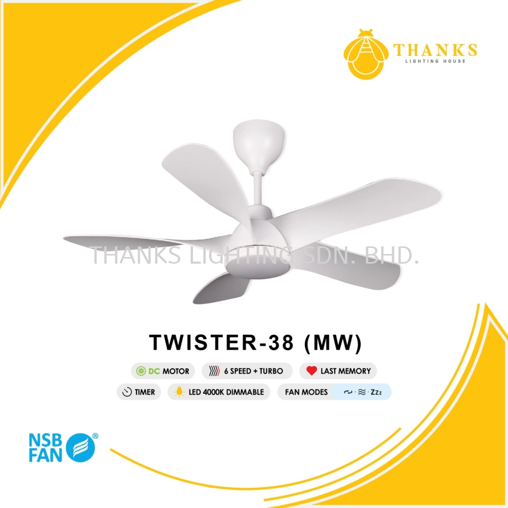 NSB TWISTER 38 (MW)-WITH LIGHT CEILING BABY FAN