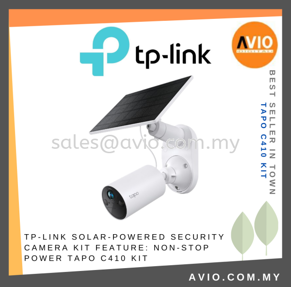 TP-LINK Solar-Powered Security Camera Kit FEATURE: Non-Stop Power Tapo C410 KIT TP-LINK Johor Bahru (JB), Kempas, Johor Jaya Supplier, Suppliers, Supply, Supplies | Avio Digital