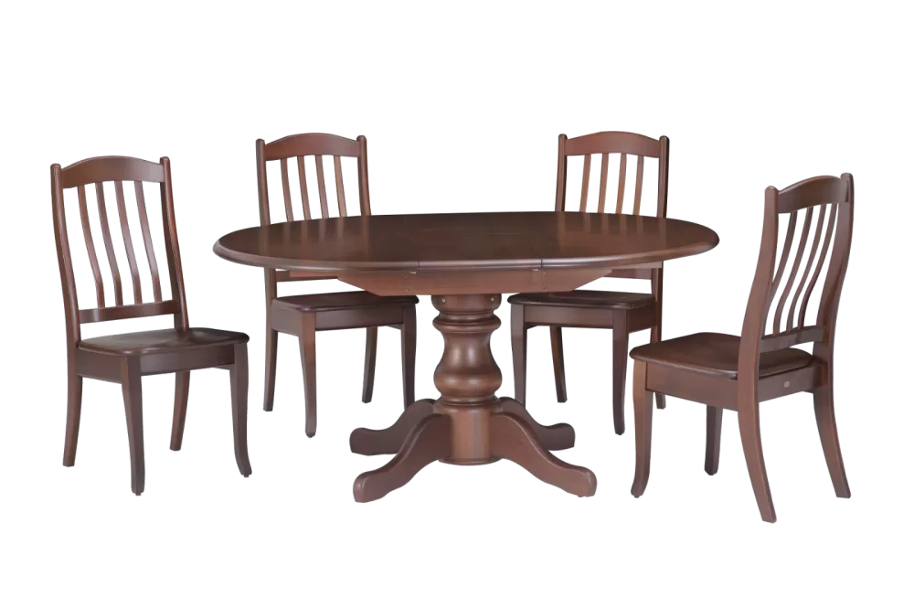 808SE Round Solid Ext. Dining Table & 868W Solid Wooden Seat Dining Chair