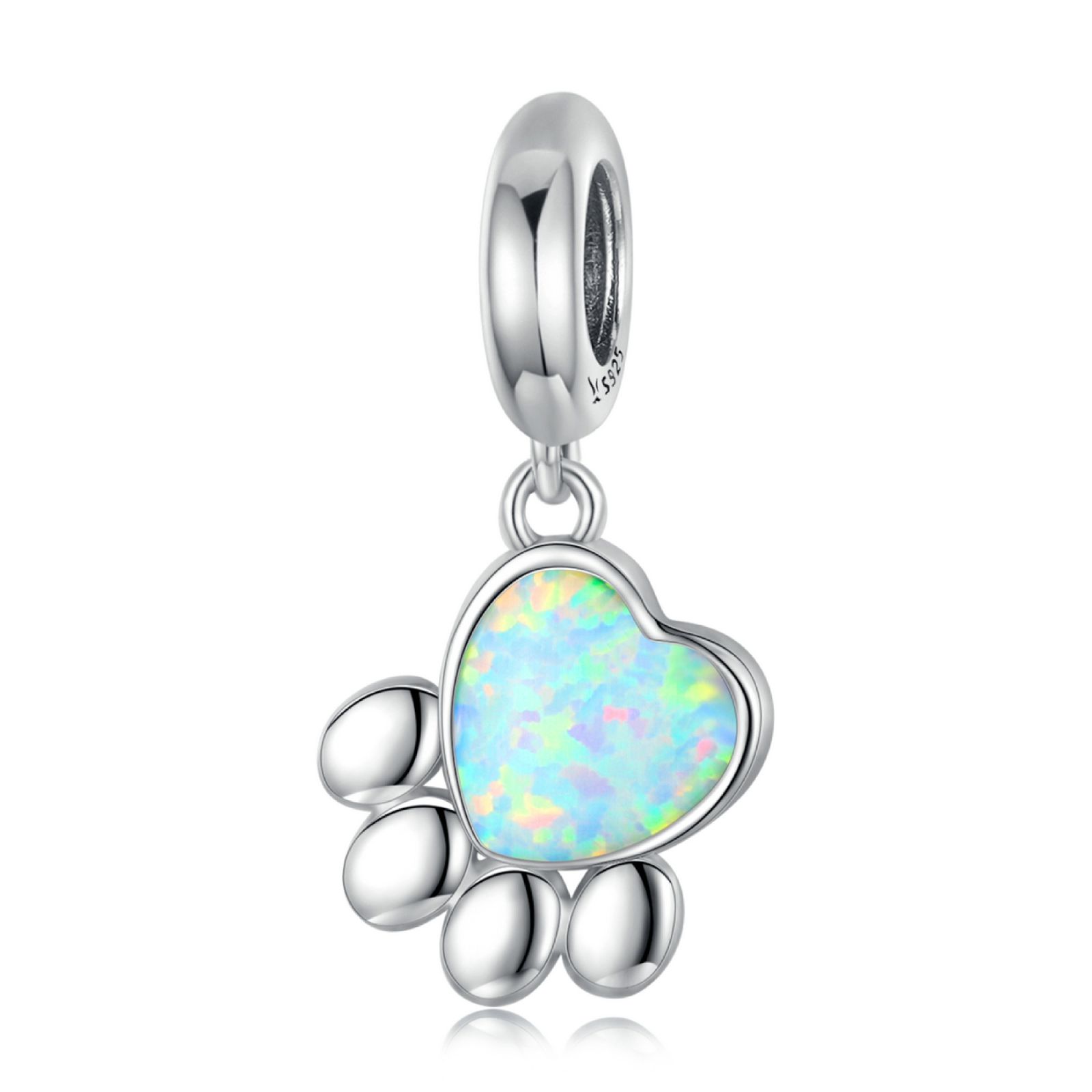 Opal Paw Print Dangle Charm