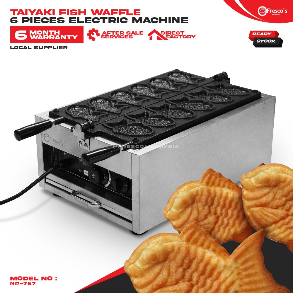 Taiyaki Fish Waffle 6pcs Electric Machine Taiyaki Waffle Maker