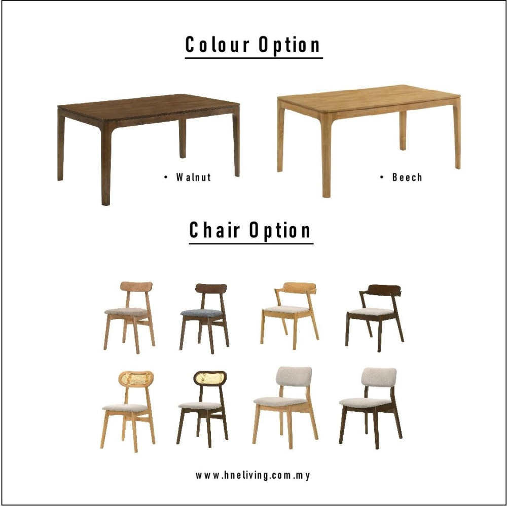Ferro Dining Set (150cm L Table + 4 Chair) + Manda Sideboard (White)