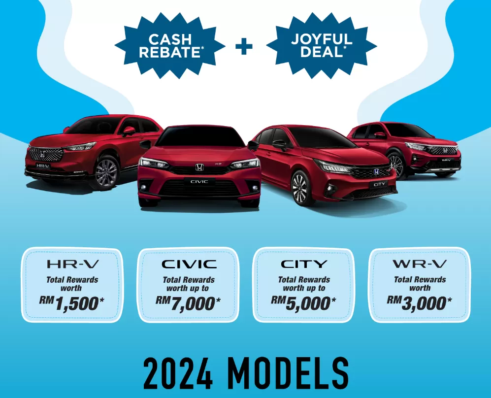 Crazy promotions from Honda Malaysia, discounts up to RM 7,000 for City, Civic, WR-V, and HR-V models.