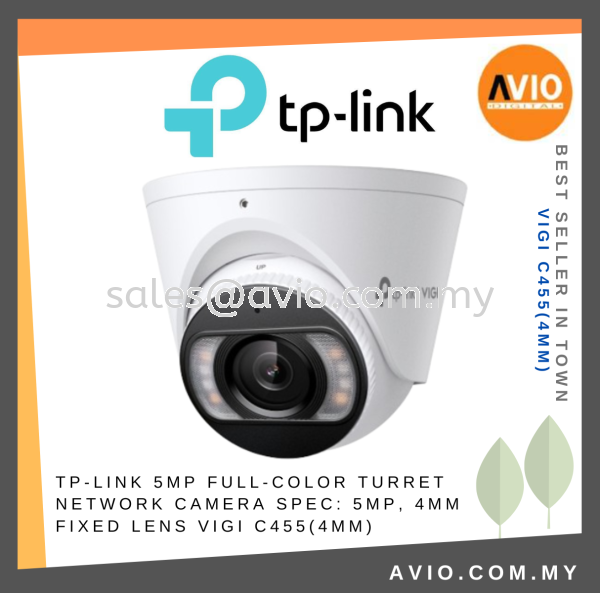 TP-LINK 5MP Full-Color Turret Network Camera SPEC: 5MP, 4mm Fixed Lens VIGI C455(4mm) TP-LINK Johor Bahru (JB), Kempas, Johor Jaya Supplier, Suppliers, Supply, Supplies | Avio Digital
