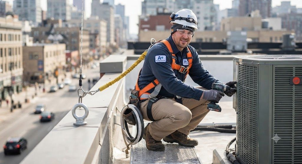 fall arrest system for aircond technicians