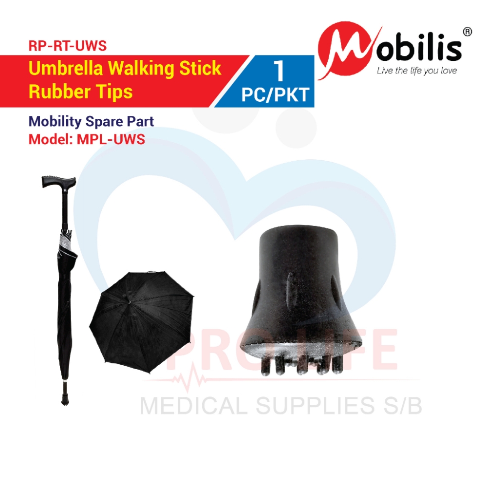 Mobilis (Spare parts) MO-MPL-UWS Umbrella Walking Stick Rubber Tips (No include Umbrella Walking Stick)