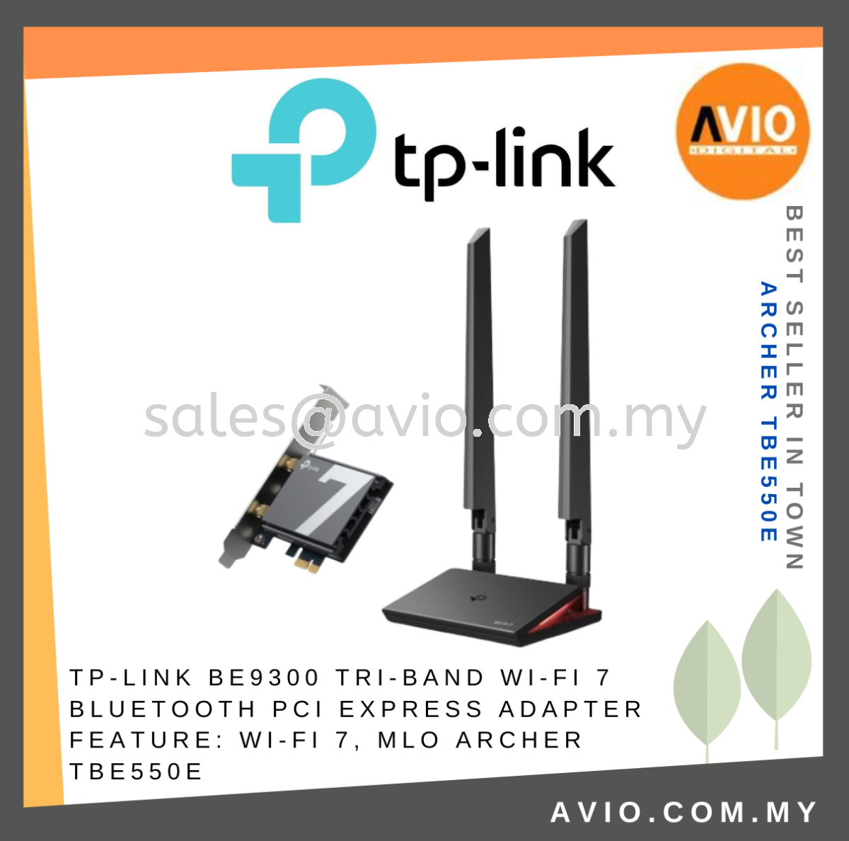 TP-LINK BE9300 Tri-Band Wi-Fi 7 Bluetooth PCI Express TP-LINK BE9300 Tri-Band Wi-Fi 7 Bluetooth PCI Express