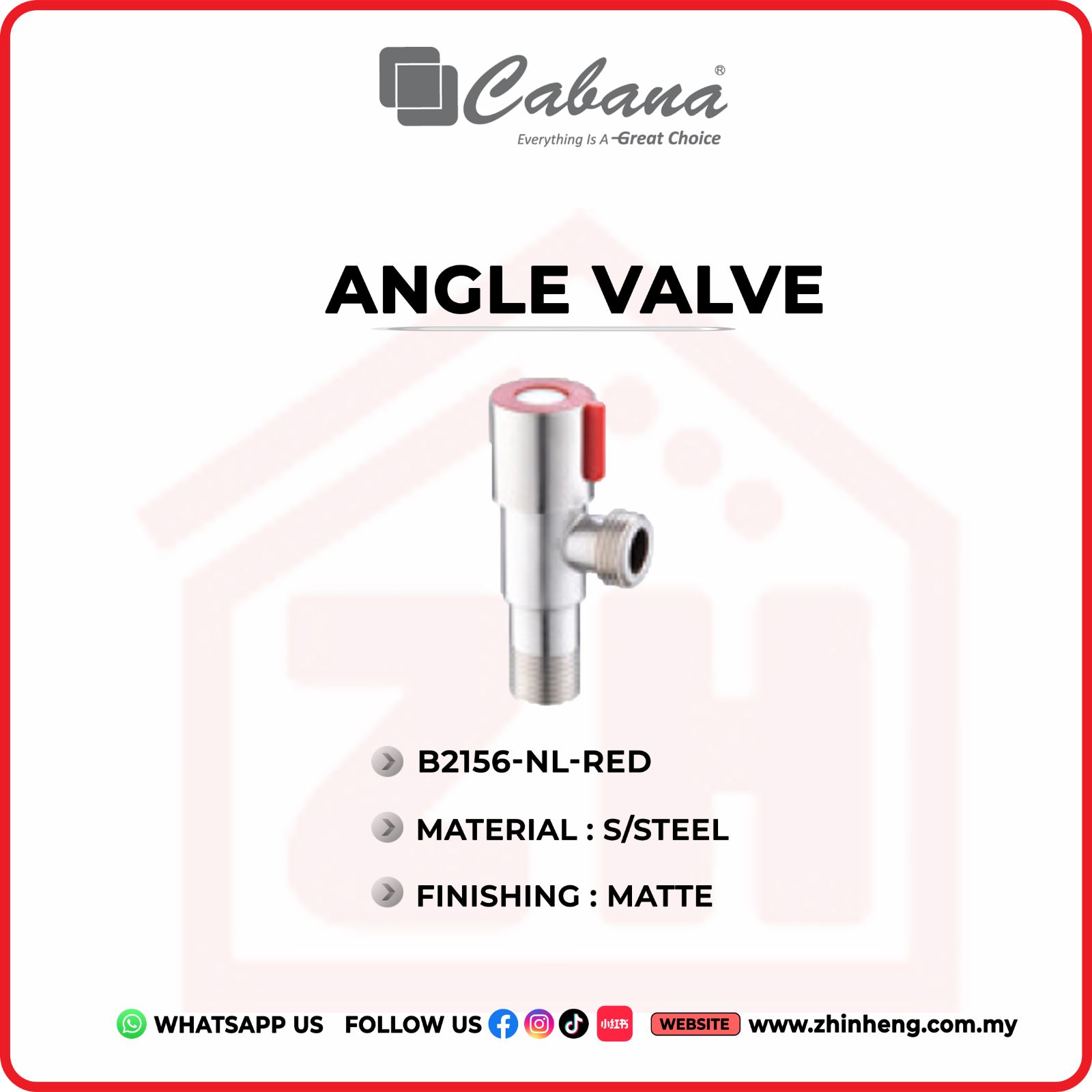 CABANA ANGLE VALVE   B2156-NL-RED