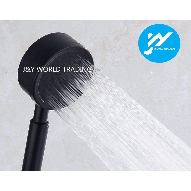 Black SUS 304 Stainless Steel High Pressure Bathroom Round Handheld Rain Shower Head Set