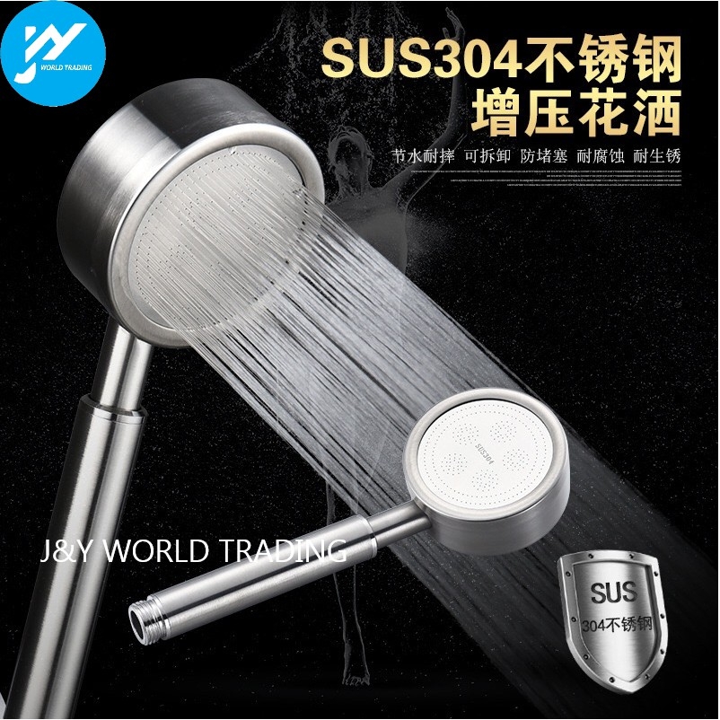 SUS 304 Stainless Steel High Pressure Bathroom Round Handheld Rain Shower Head Set