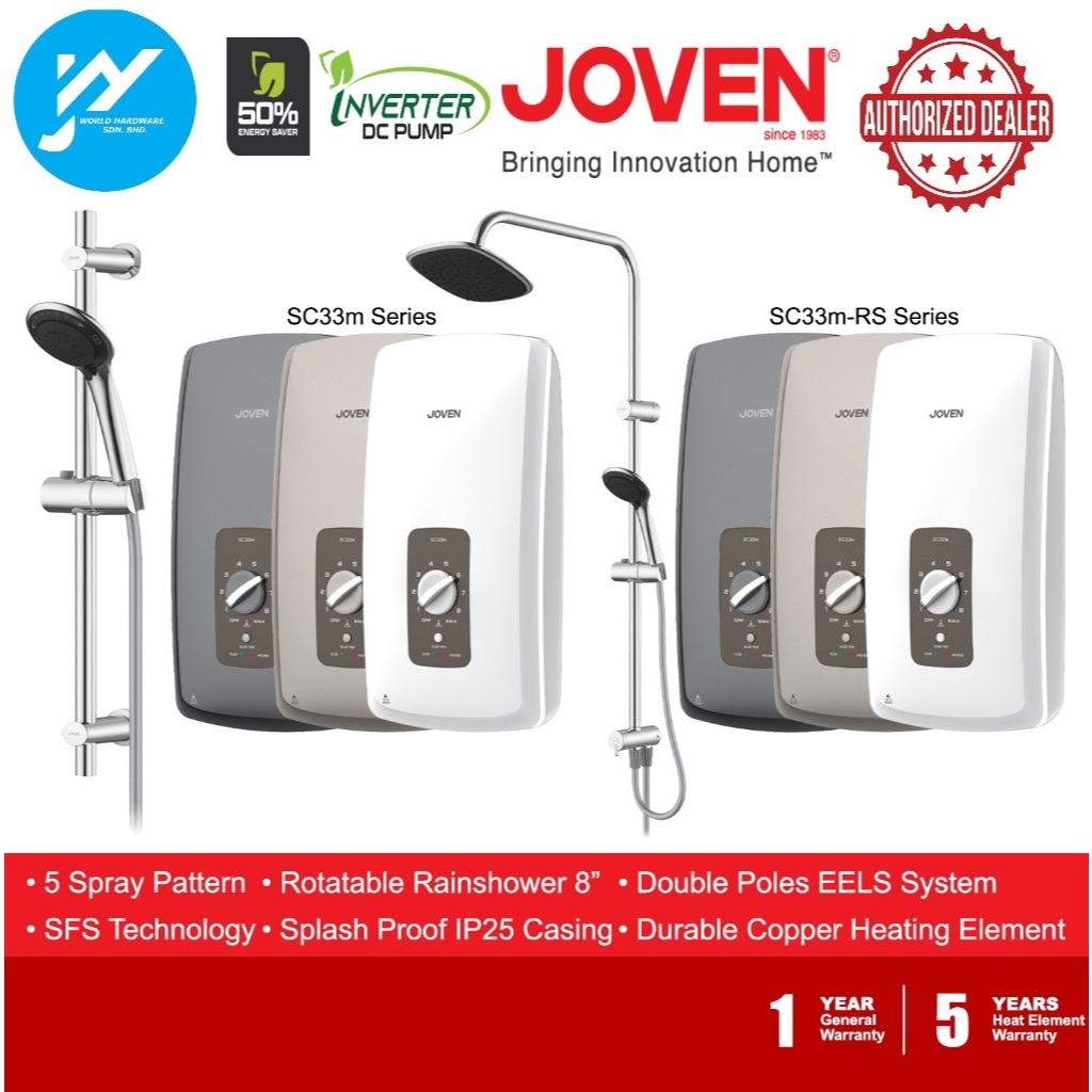 Joven Authorised Dealer Joven Water Heater with Pump Inverter SC33iP Shower Heater with Pump Water Heater DC Pump