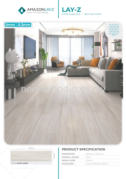 LC6101 Snow Drift Lay-Z Vinyl Click 5mm Amazon Luxury Vinyl Floor (LVT) Kedah, Malaysia, Penang, Perlis, Alor Setar, Sungai Petani Supplier, Installation, Supply, Supplies | NORTHWOOD (M) SDN. BHD.
