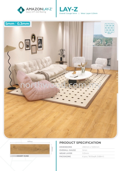 LC6106 Desert Dune Lay-Z Vinyl Click 5mm Amazon Luxury Vinyl Floor (LVT) Kedah, Malaysia, Penang, Perlis, Alor Setar, Sungai Petani Supplier, Installation, Supply, Supplies | NORTHWOOD (M) SDN. BHD.