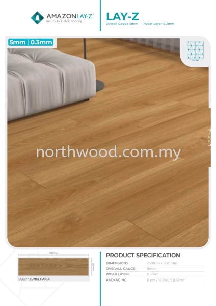 LC6107 Sunset Aria Lay-Z Vinyl Click 5mm Amazon Luxury Vinyl Floor (LVT) Kedah, Malaysia, Penang, Perlis, Alor Setar, Sungai Petani Supplier, Installation, Supply, Supplies | NORTHWOOD (M) SDN. BHD.