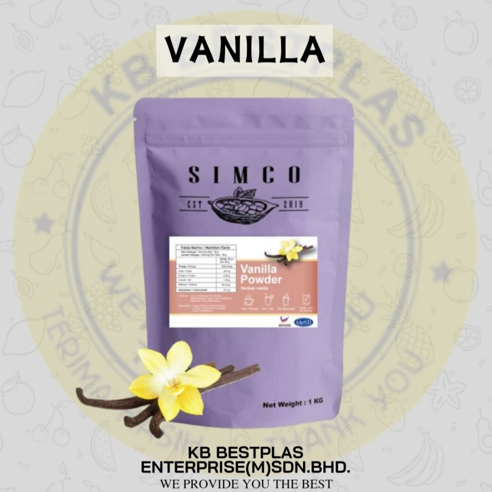 Vanilla Powder Brand Simco