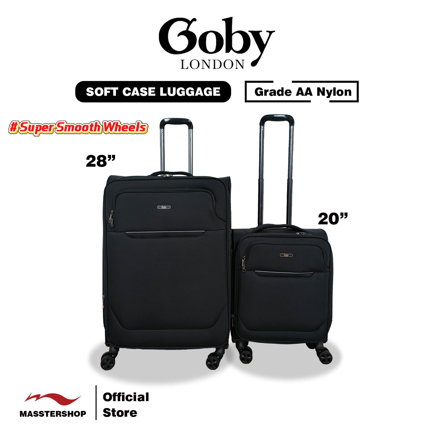 GOBY Soft Case Luggage / Suitcase (Grade AA Nylon) Super Smooth Four Wheel 360 Degree Luggage MD270