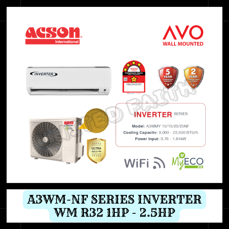 Acson Wall Mounted R32 Inverter 1hp-2.5hp