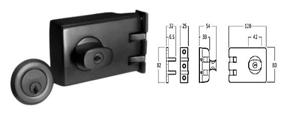 Double Cylinder Jimmy Proof Lock (Black)