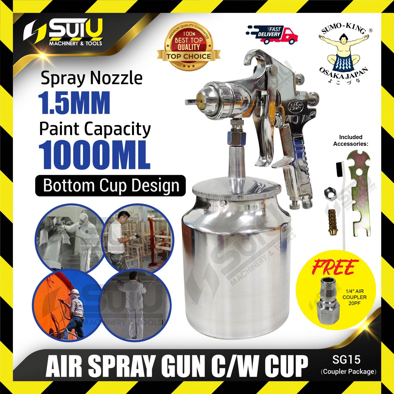 [PACKAGE] SUMO KING SG15 1.5MM 1000ML Air Spray Gun c/w Cup 