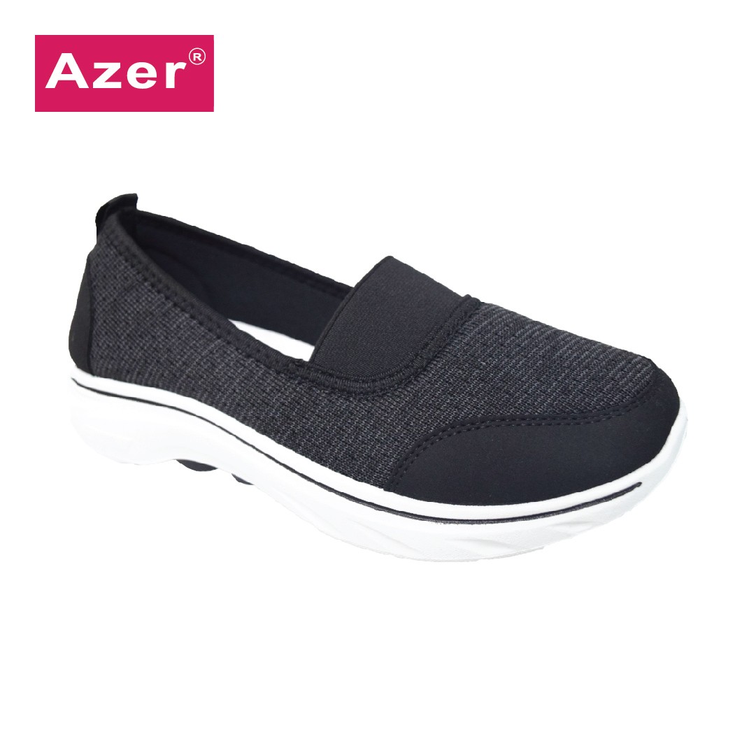 LADIES LOW CUT SLIP-ON CASUAL CANVAS SHOE (S GS-990-BK)(SN.L)