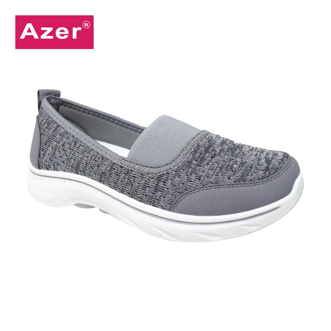 LADIES LOW CUT SLIP-ON CASUAL CANVAS SHOE (S GS-990-GY) (SN.L)
