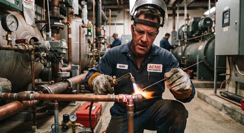 HVAC brazing method for industrial refrigeration systems