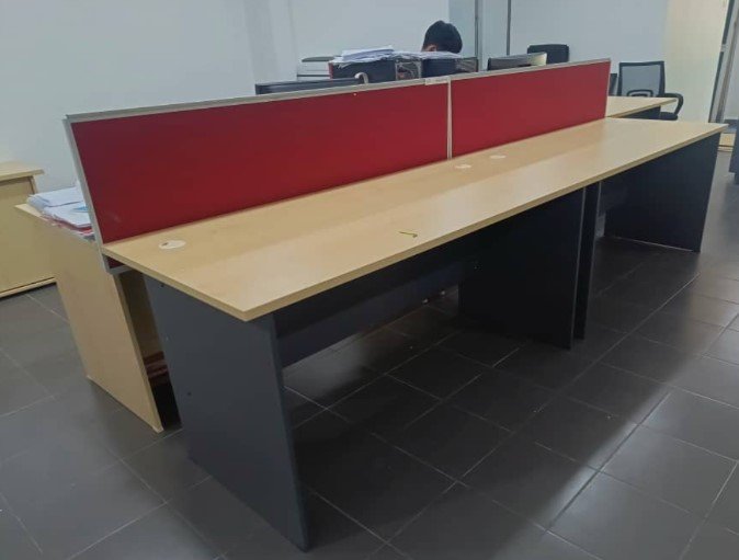 Office Furniture Pulau Indah | Office Workstation Table Cluster Of 4 Seater | Office Cubicle | Offic