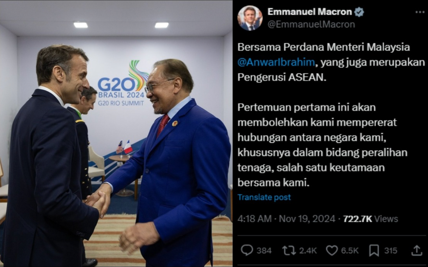 Macron’s X Post In Malay Sparks Admiration Among Netizens