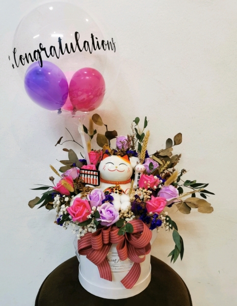 Flower Soap Table Arrangement With Random Design Lucky Cat Grand Opening Table Artificial Flower Johor Bahru (JB), Malaysia, Ulu Tiram Supplier, Suppliers, Supply, Supplies | HV A Flower House