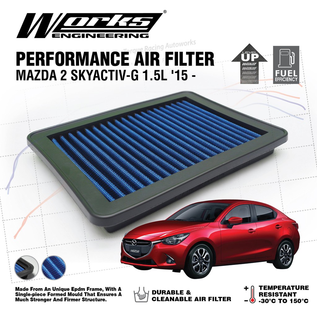 WORKS ENGINEERING Air filter For Mazda 2 Skyactiv 1.5 &amp;amp;#039;15-on